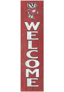 KH Sports Fan Wisconsin Badgers 11x46 Welcome Leaning Sign - Red