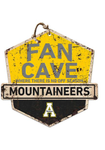 KH Sports Fan Appalachian State Mountaineers Fan Cave Rustic Badge Sign - Black
