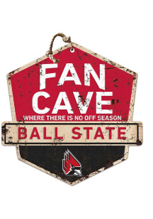 KH Sports Fan Ball State Cardinals Fan Cave Rustic Badge Sign - Red