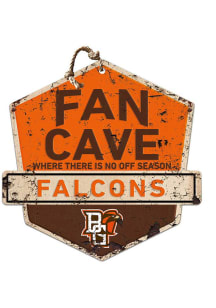 KH Sports Fan Bowling Green Falcons Fan Cave Rustic Badge Sign - Orange