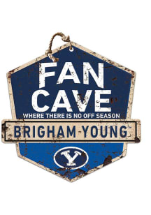 KH Sports Fan BYU Cougars Fan Cave Rustic Badge Sign - Blue