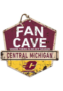 KH Sports Fan Central Michigan Chippewas Fan Cave Rustic Badge Sign - Red