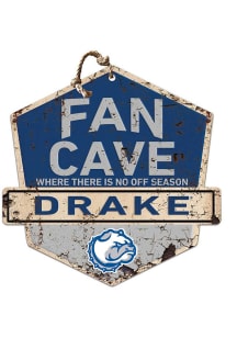 KH Sports Fan Drake Bulldogs Fan Cave Rustic Badge Sign - Blue