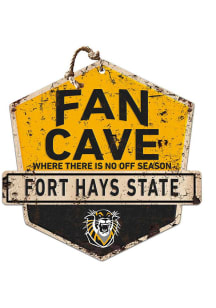KH Sports Fan Fort Hays State Tigers Fan Cave Rustic Badge Sign - Black