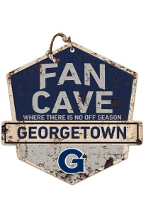 KH Sports Fan Georgetown Hoyas Fan Cave Rustic Badge Sign - Blue