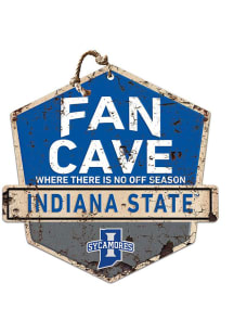 KH Sports Fan Indiana State Sycamores Fan Cave Rustic Badge Sign - Blue