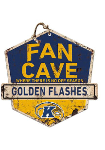 KH Sports Fan Kent State Golden Flashes Fan Cave Rustic Badge Sign - Navy Blue