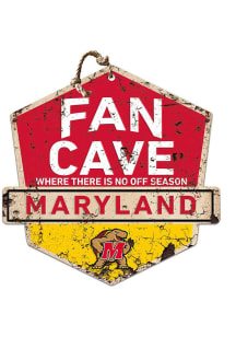 KH Sports Fan Maryland Terrapins Fan Cave Rustic Badge Sign - Red