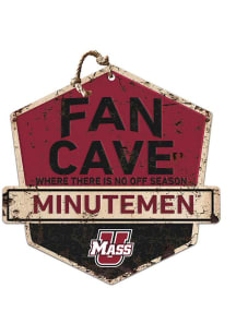 KH Sports Fan Massachusetts Minutemen Fan Cave Rustic Badge Sign - Red