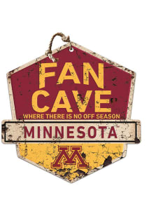 KH Sports Fan Minnesota Golden Gophers Fan Cave Rustic Badge Sign - Red