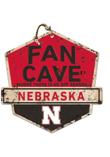 KH Sports Fan Nebraska Cornhuskers Fan Cave Rustic Badge Sign - Red