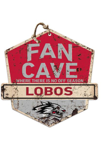 KH Sports Fan New Mexico Lobos Fan Cave Rustic Badge Sign - Red
