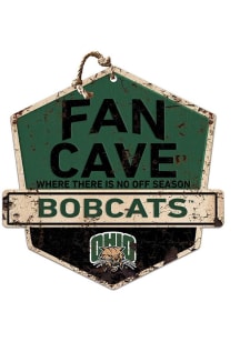 KH Sports Fan Ohio Bobcats Fan Cave Rustic Badge Sign - Green