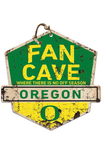 KH Sports Fan Oregon Ducks Fan Cave Rustic Badge Sign - Green