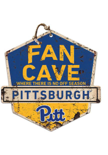 KH Sports Fan Pitt Panthers Fan Cave Rustic Badge Sign - Gold