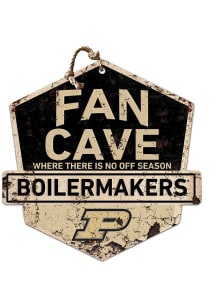 KH Sports Fan Purdue Boilermakers Fan Cave Rustic Badge Sign - Gold