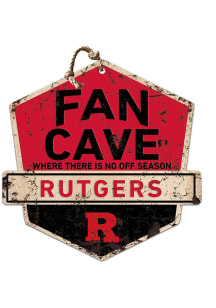 KH Sports Fan Rutgers Scarlet Knights Fan Cave Rustic Badge Sign - Red