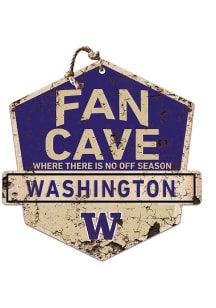 KH Sports Fan Washington Huskies Fan Cave Rustic Badge Sign - Purple
