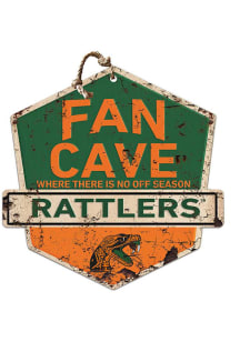 KH Sports Fan Florida A&M Rattlers Fan Cave Rustic Badge Sign - Orange