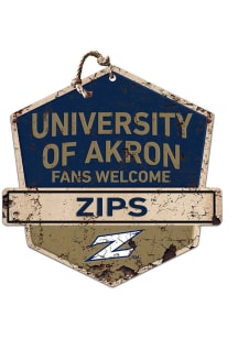KH Sports Fan Akron Zips Fans Welcome Rustic Badge Sign - Blue