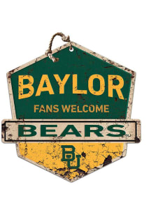 KH Sports Fan Baylor Bears Fans Welcome Rustic Badge Sign - Green
