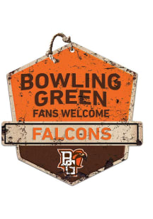 KH Sports Fan Bowling Green Falcons Fans Welcome Rustic Badge Sign - Orange