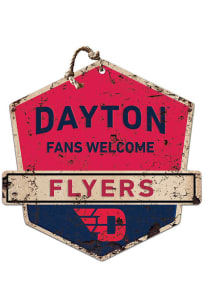 KH Sports Fan Dayton Flyers Fans Welcome Rustic Badge Sign - Red