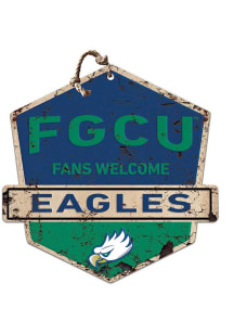 KH Sports Fan Florida Gulf Coast Eagles Fans Welcome Rustic Badge Sign - Green
