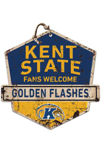 KH Sports Fan Kent State Golden Flashes Fans Welcome Rustic Badge Sign - Navy Blue