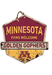 KH Sports Fan Minnesota Golden Gophers Fans Welcome Rustic Badge Sign - Red
