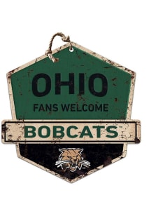 KH Sports Fan Ohio Bobcats Fans Welcome Rustic Badge Sign - Green