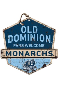 KH Sports Fan Old Dominion Monarchs Fans Welcome Rustic Badge Sign - Blue