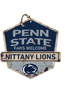 KH Sports Fan Penn State Nittany Lions Fans Welcome Rustic Badge Sign - Blue