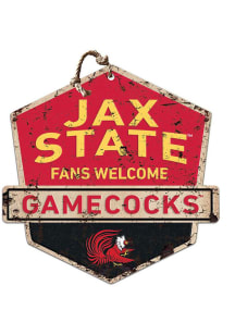 KH Sports Fan Jacksonville State Gamecocks Fans Welcome Rustic Badge Sign - Red