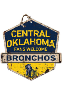KH Sports Fan Central Oklahoma Bronchos Fans Welcome Rustic Badge Sign - Navy Blue