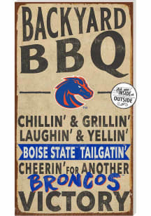KH Sports Fan Boise State Broncos 11x20 Indoor Outdoor BBQ Sign - Blue