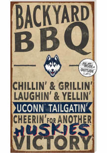 KH Sports Fan UConn Huskies 11x20 Indoor Outdoor BBQ Sign - White