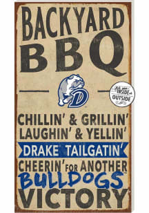 KH Sports Fan Drake Bulldogs 11x20 Indoor Outdoor BBQ Sign - Blue