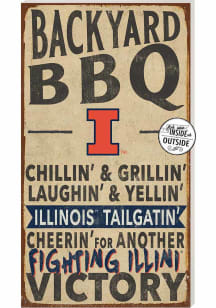 KH Sports Fan Illinois Fighting Illini 11x20 Indoor Outdoor BBQ Sign - Orange