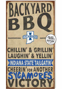 KH Sports Fan Indiana State Sycamores 11x20 Indoor Outdoor BBQ Sign - Blue