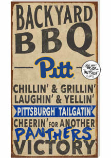 KH Sports Fan Pitt Panthers 11x20 Indoor Outdoor BBQ Sign - Gold