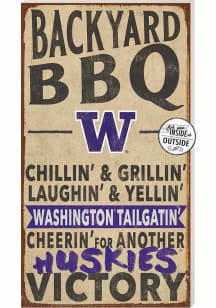KH Sports Fan Washington Huskies 11x20 Indoor Outdoor BBQ Sign - Purple