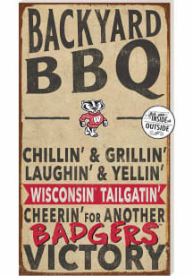 KH Sports Fan Wisconsin Badgers 11x20 Indoor Outdoor BBQ Sign - Red