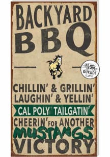 KH Sports Fan Cal Poly Mustangs 11x20 Indoor Outdoor BBQ Sign - Green