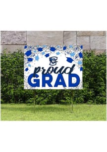 Creighton Bluejays KH Sports Fan 18x24 Proud Grad Confetti Yard Sign - Blue