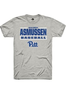 Benjamin Asmussen Pitt Panthers Ash NIL Stacked Box Short Sleeve Player T Shirt