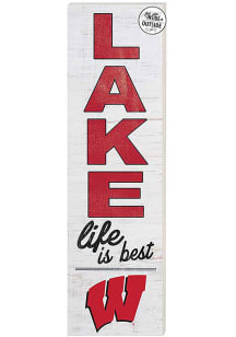 KH Sports Fan Wisconsin Badgers 35x10 Lake Life is Best Indoor Outdoor Sign - Red