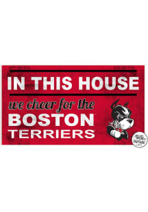 KH Sports Fan Boston Terriers 20x11 Indoor Outdoor In This House Sign - Red