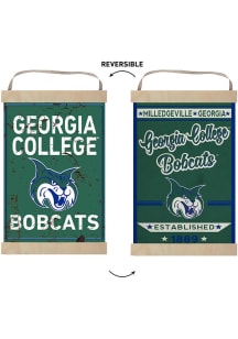 KH Sports Fan Georgia College Bobcats Faux Rusted Reversible Banner Sign - Blue