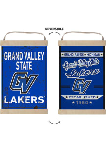 KH Sports Fan Grand Valley State Lakers Faux Rusted Reversible Banner Sign - Blue